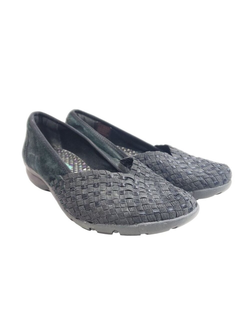 Skechers Womens Size 9 Black Woven Slip-On Flats